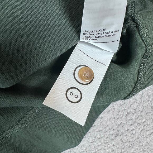 UNTUCKit Henley Sweatshirt Thick USA Men's Large Green Heavyweight Long Sleeves - Picture 4 of 16